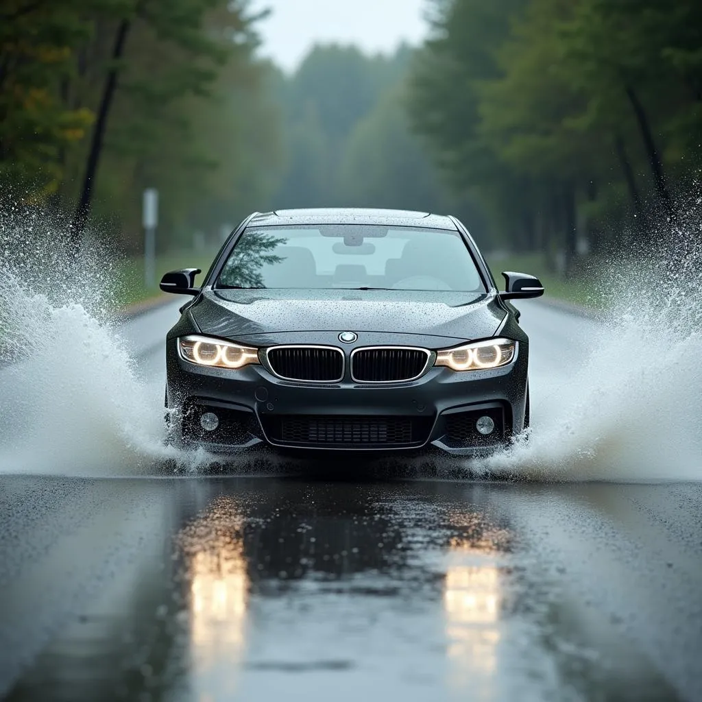 Voiture en aquaplaning sous la pluie