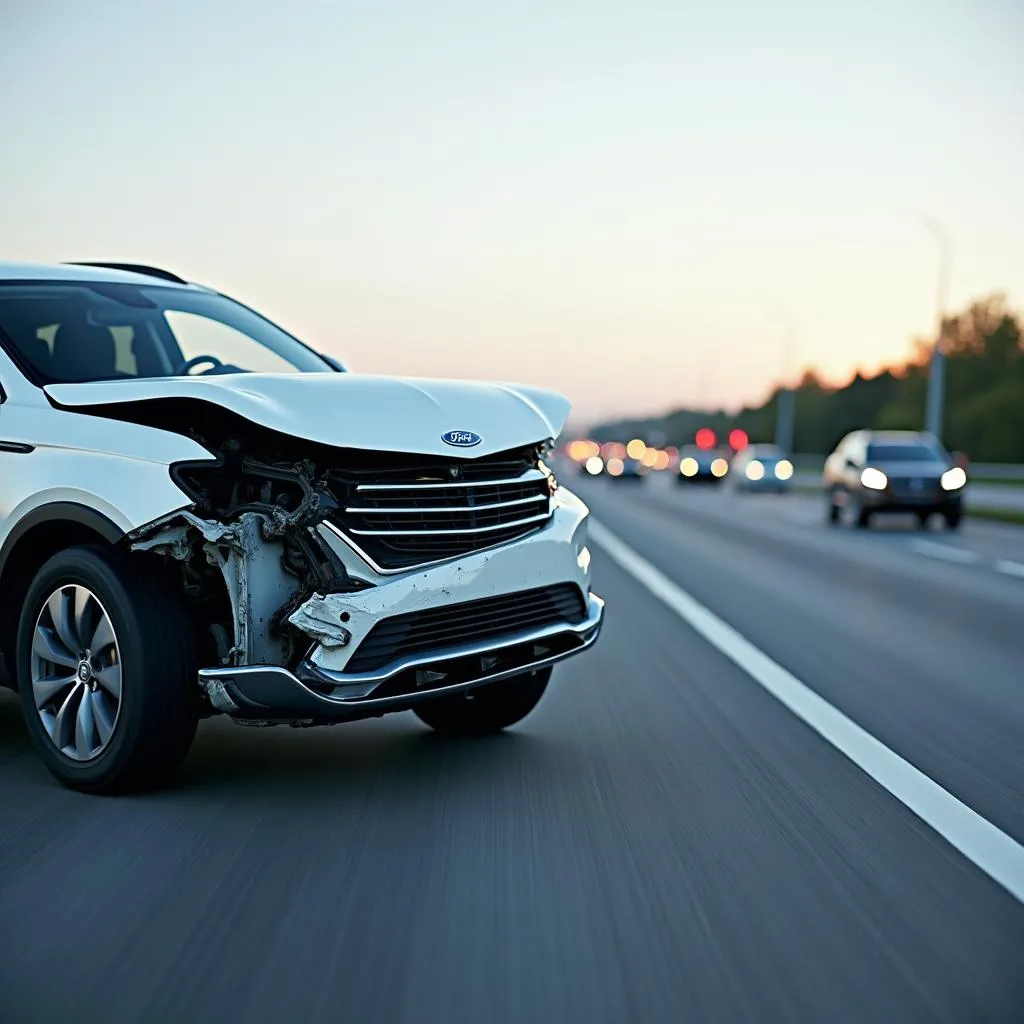 Accident de voiture sur la route