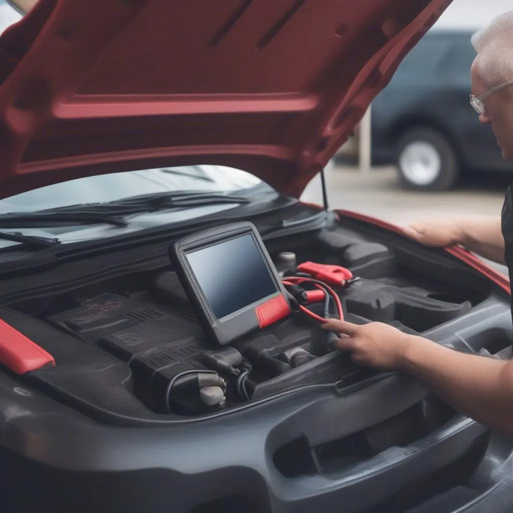 Réparation d'une voiture avec un outil de diagnostic Autel