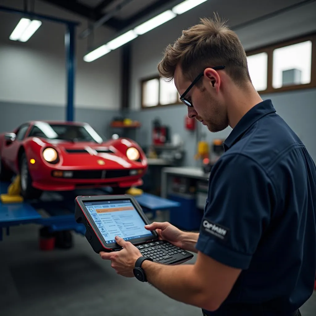 Diagnostic automobile d'une voiture de sport italienne avec l'Autel de Saturne