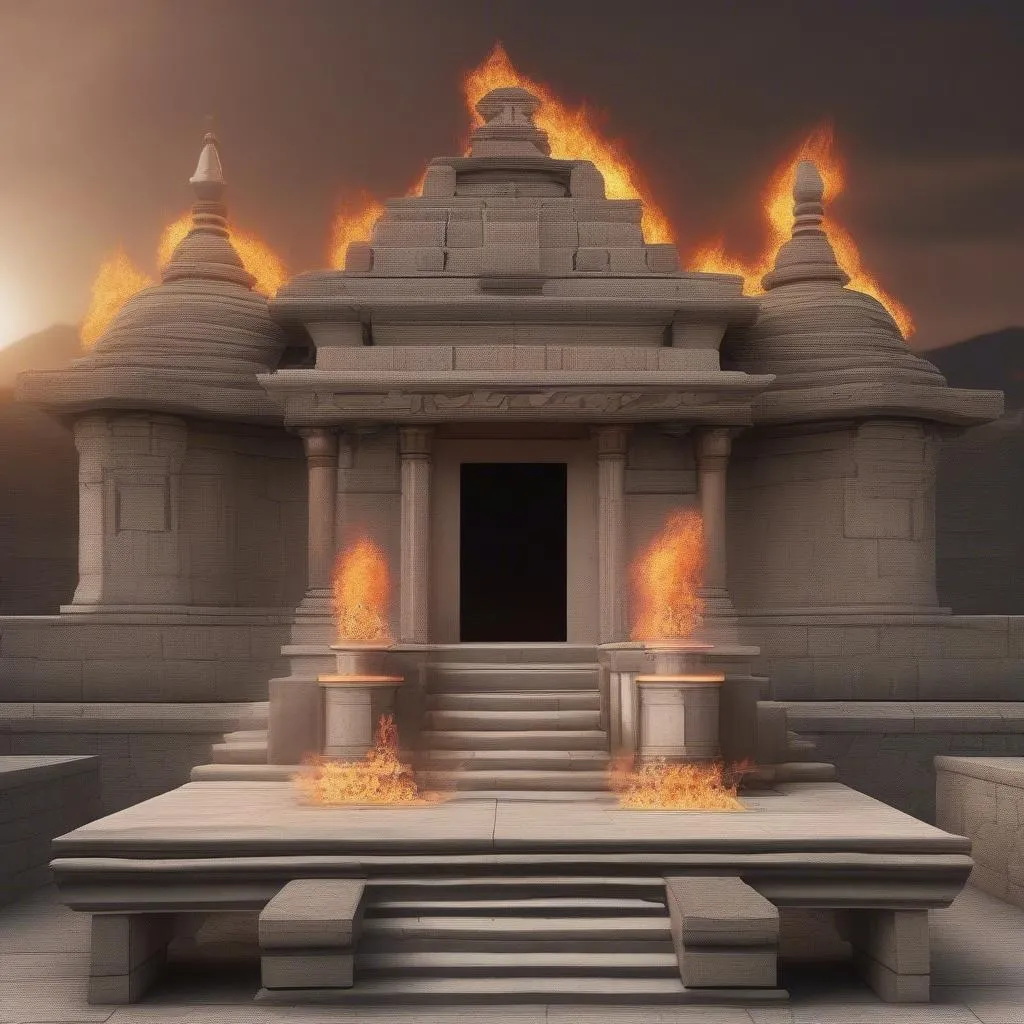 Autel des flammes dans un temple antique