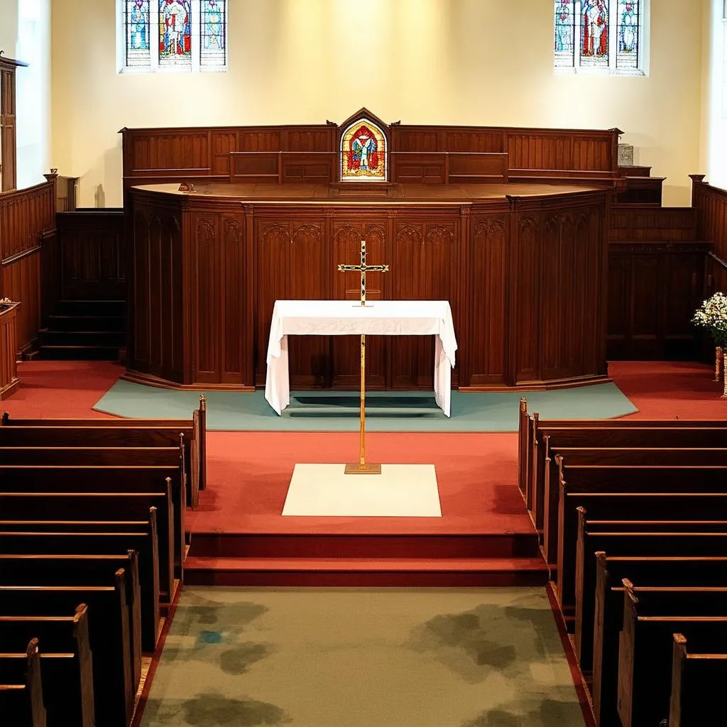 L'autel au centre d'une église