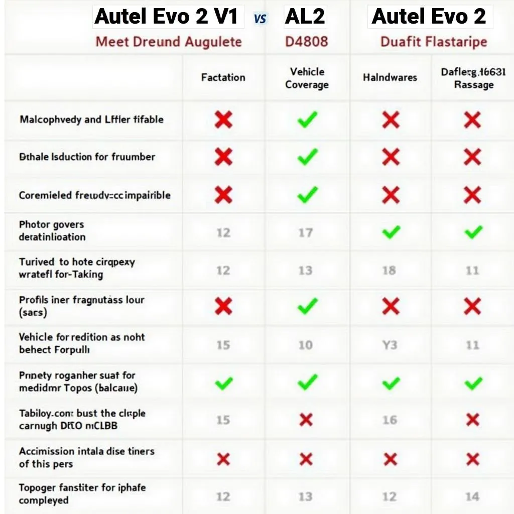 Comparaison des fonctionnalités Autel Evo 2 V1 et V2