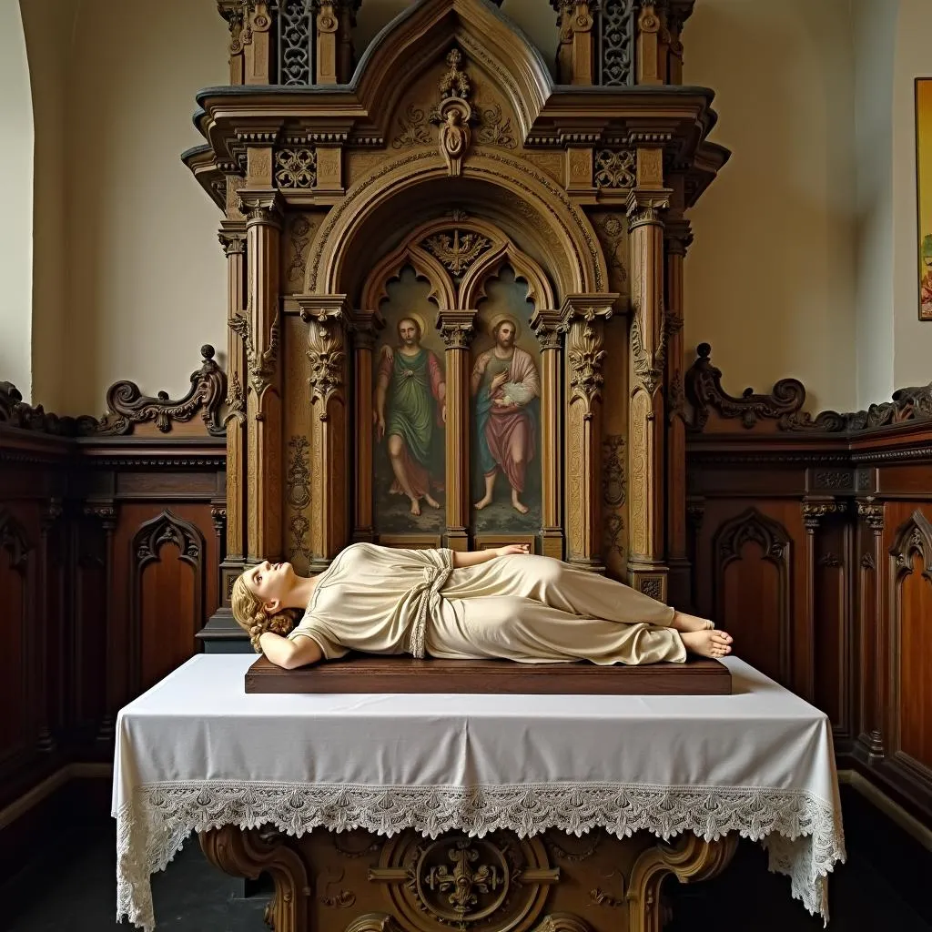 Autel avec gisant dans l'église St Dominique à Naples