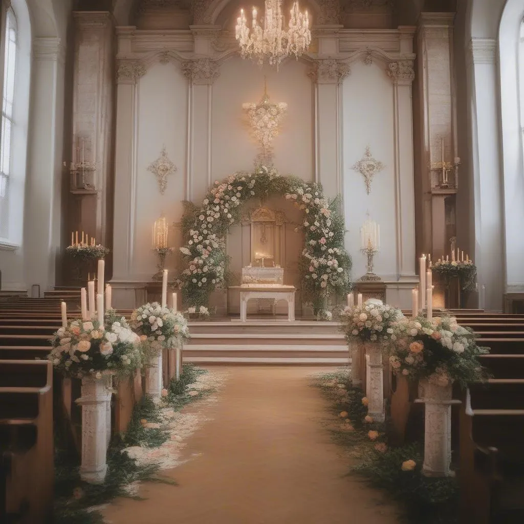 Decoration d'autel mariage avec des fleurs