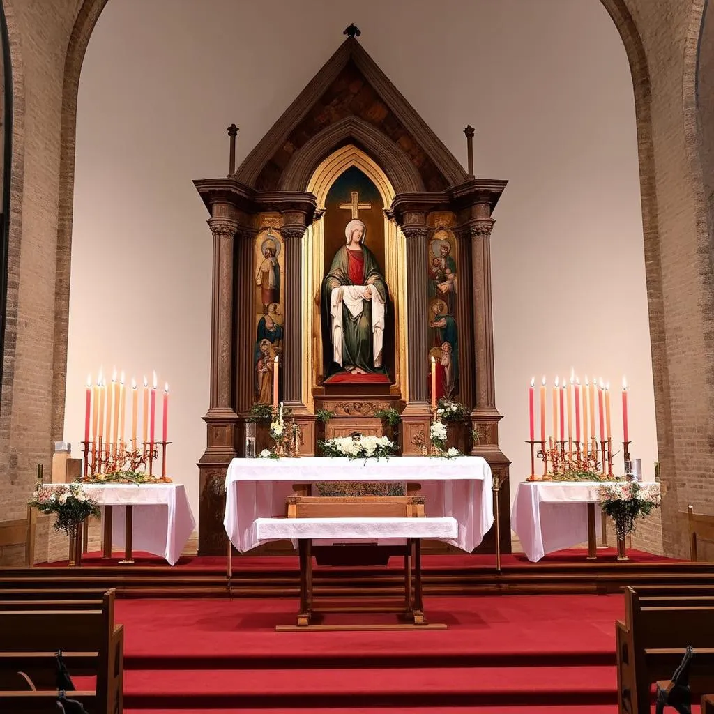 L'autel dans une église médiévale