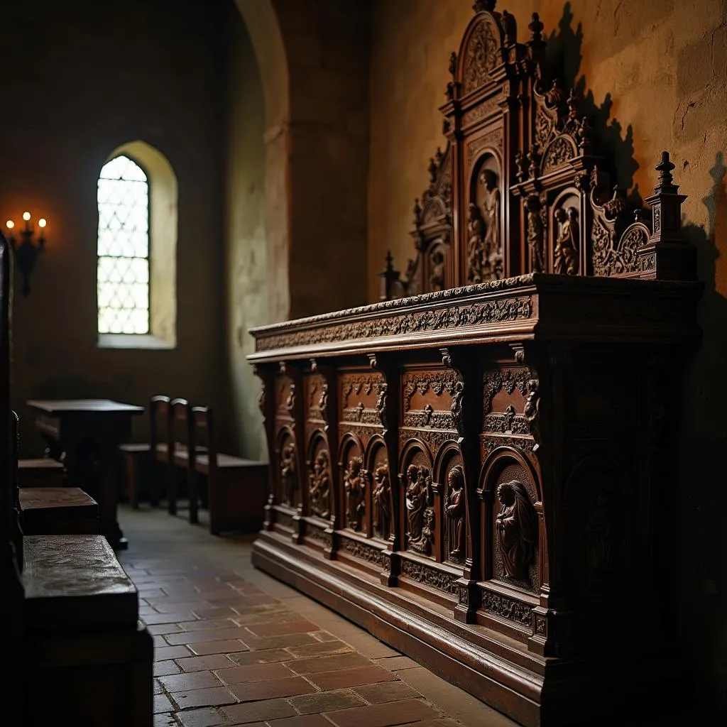 Autel religieux ancien dans une église médiévale