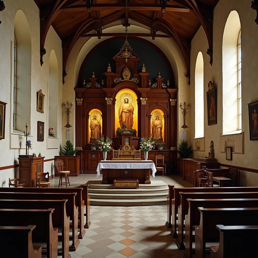 Autel religieux dans une église ancienne