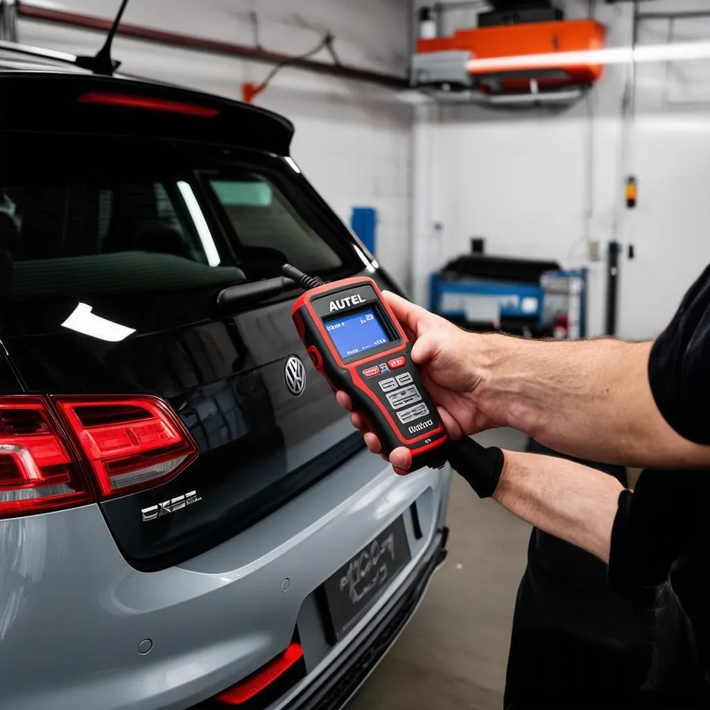 Autel Scanner diagnosing a car