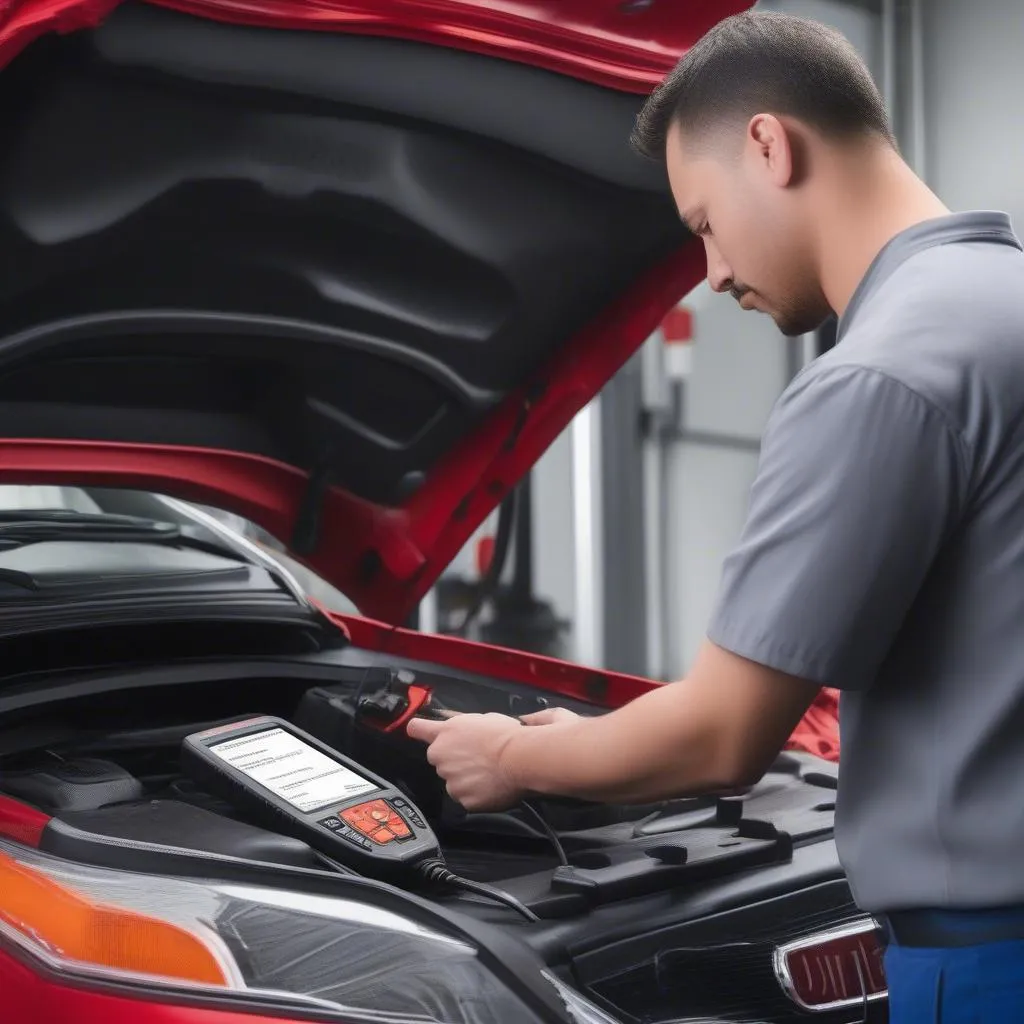 Autel Scanner diagnosing a car