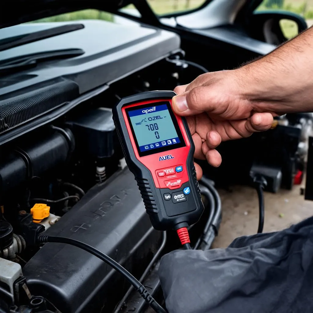 Autel Scanner Diagnosing Opel Car