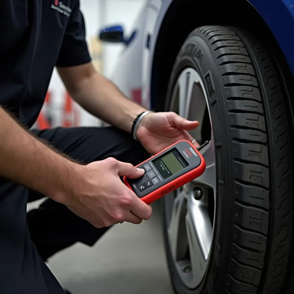 Outil Autel TPMS TS508 utilisé sur une voiture