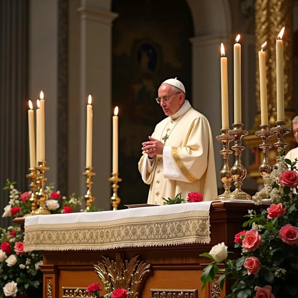 Autel du Vatican lors d'une messe papale