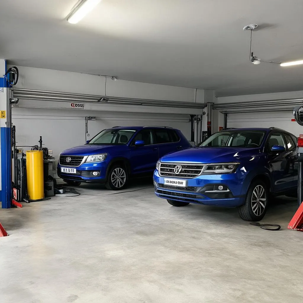 Un garage automobile moderne et bien équipé.