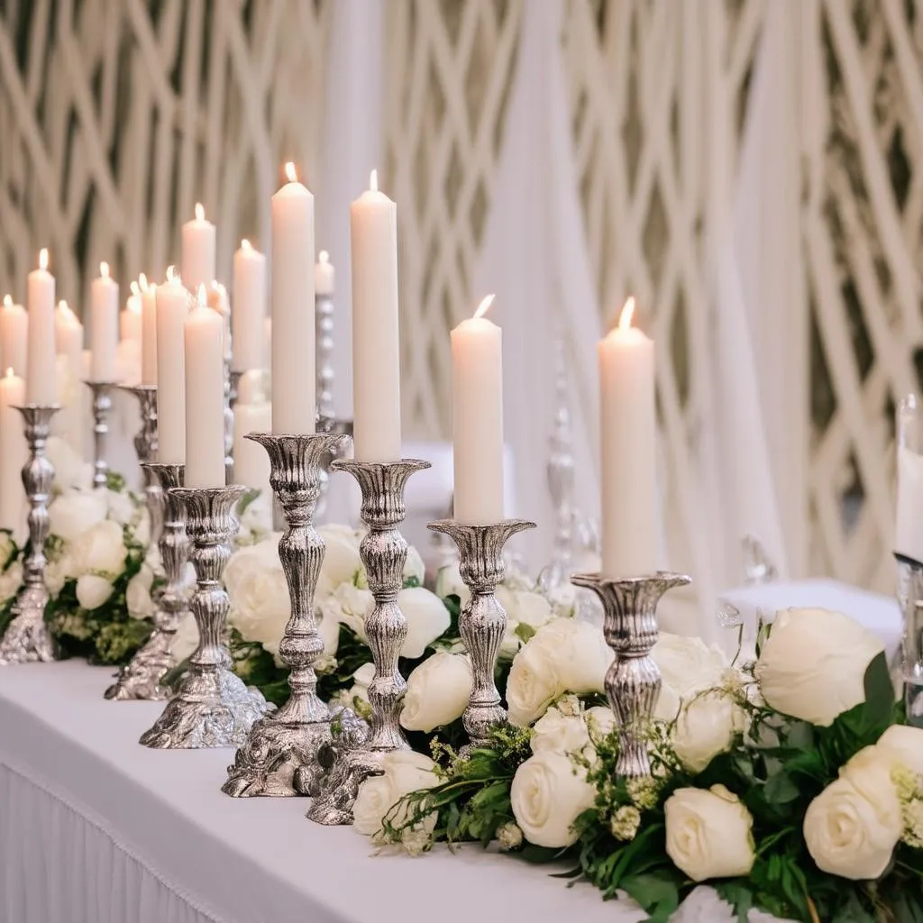 Bougies sur un autel de mariage