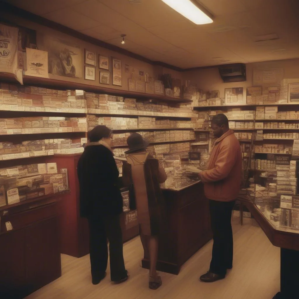 Clients dans un bureau de tabac