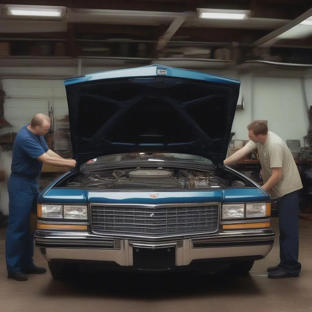 Inspection du moteur d'une Cadillac 2003