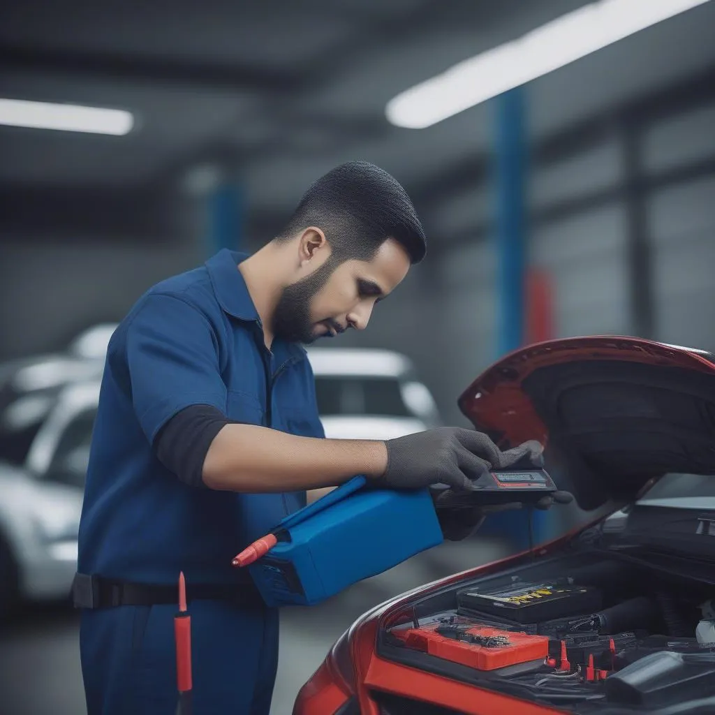 Vérification de la batterie d'une voiture