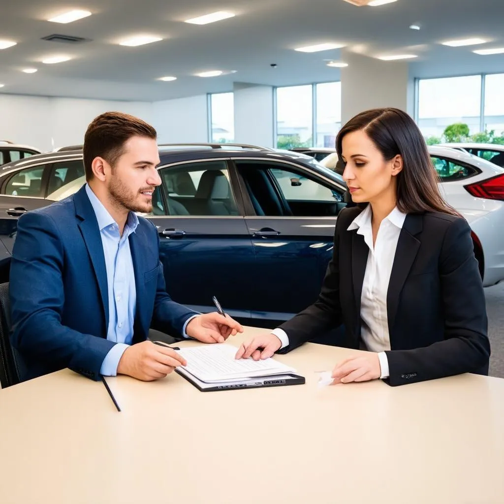 Négociation chez un concessionnaire automobile