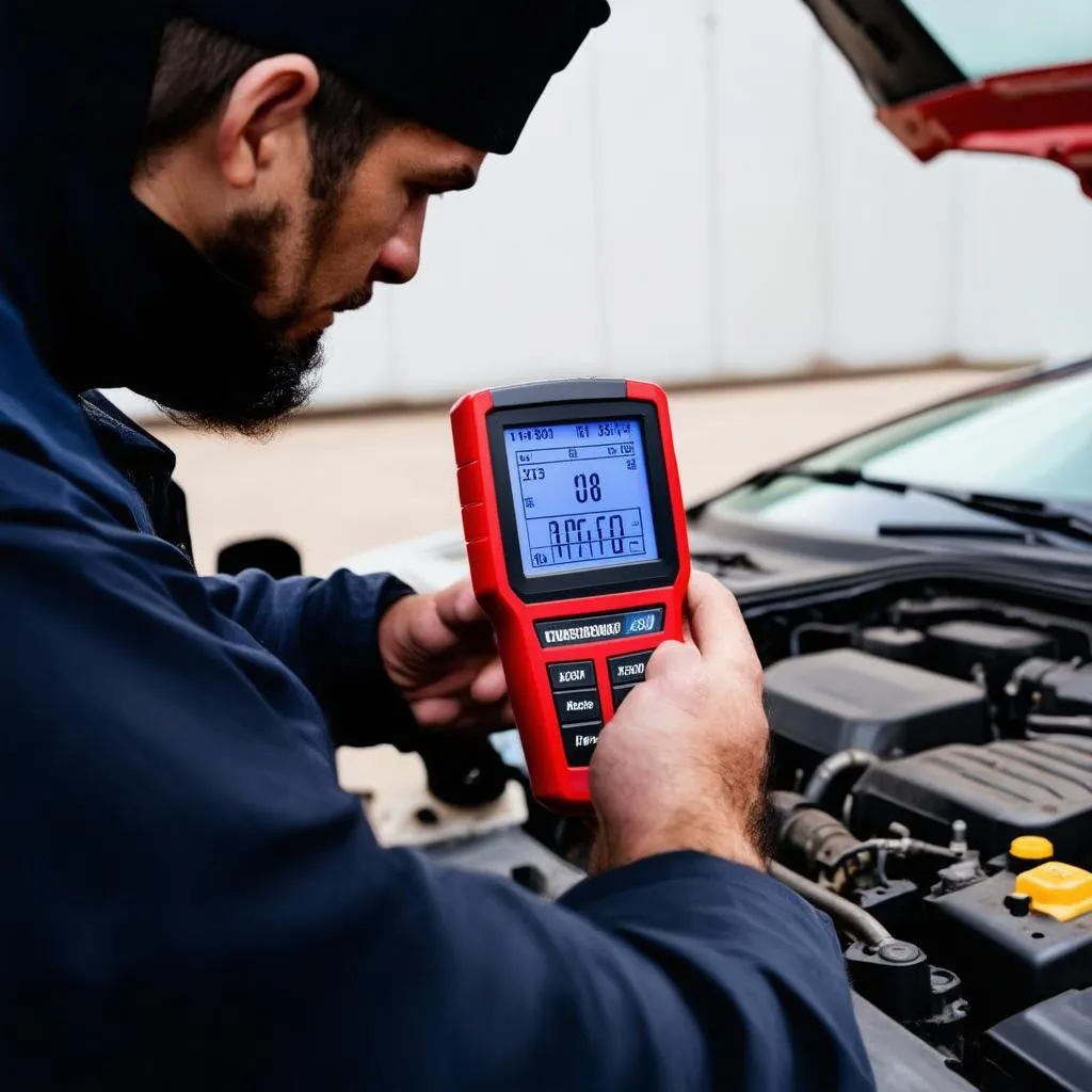 Mécanicien automobile diagnostiquant un problème