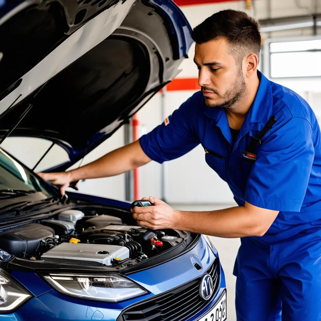 Mécanicien réparant une voiture