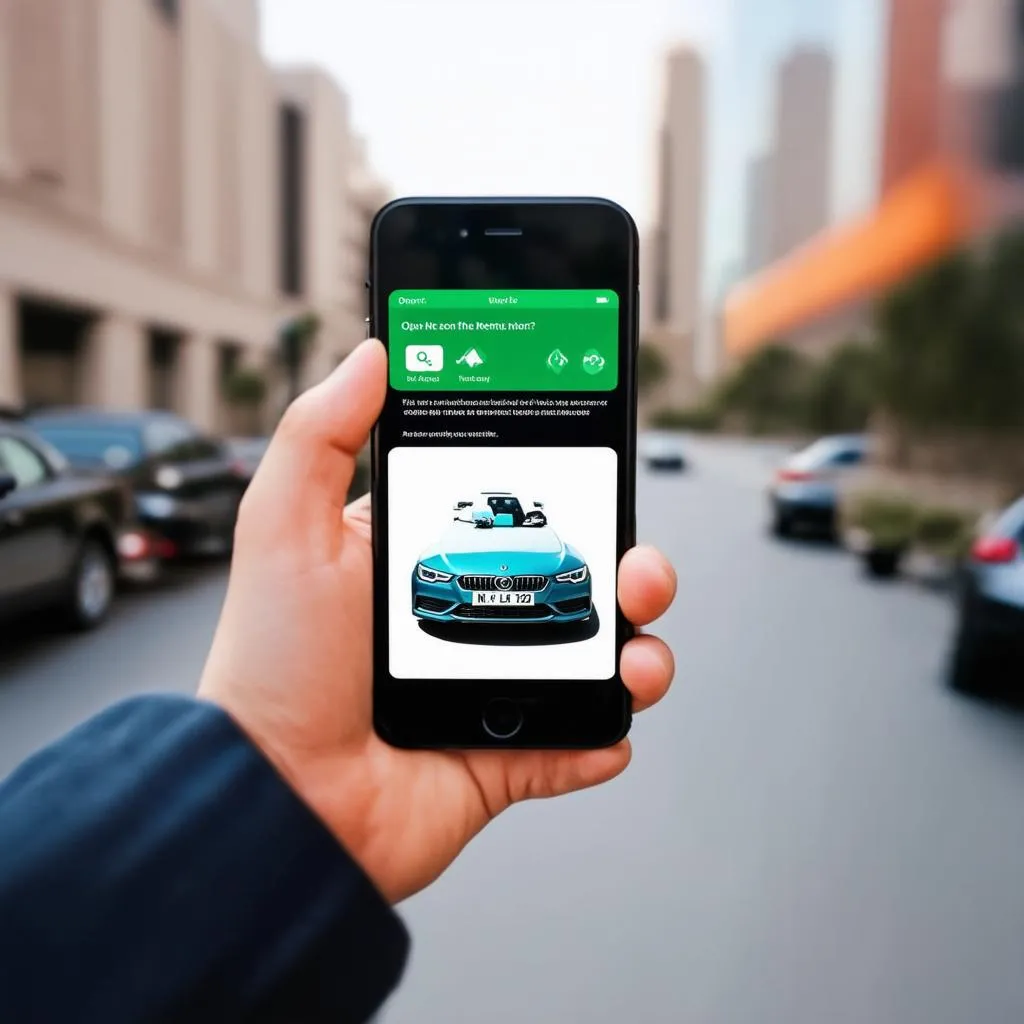 Car rental app on a smartphone