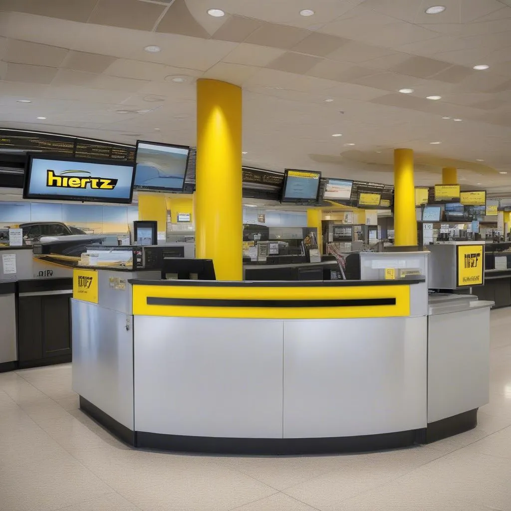 Comptoir de location de voitures Hertz à l'aéroport de Denver