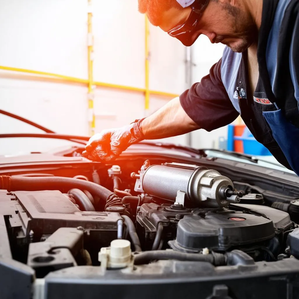 Remplacement d'un démarreur de voiture