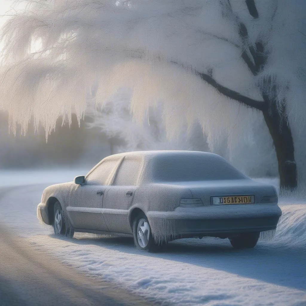 Voiture recouverte de givre