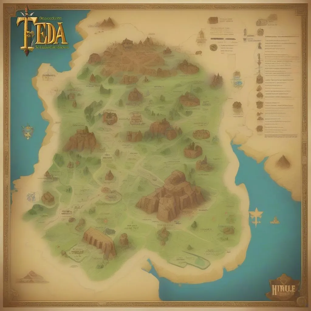 Carte d'Hyrule avec les ruines de l'autel antique