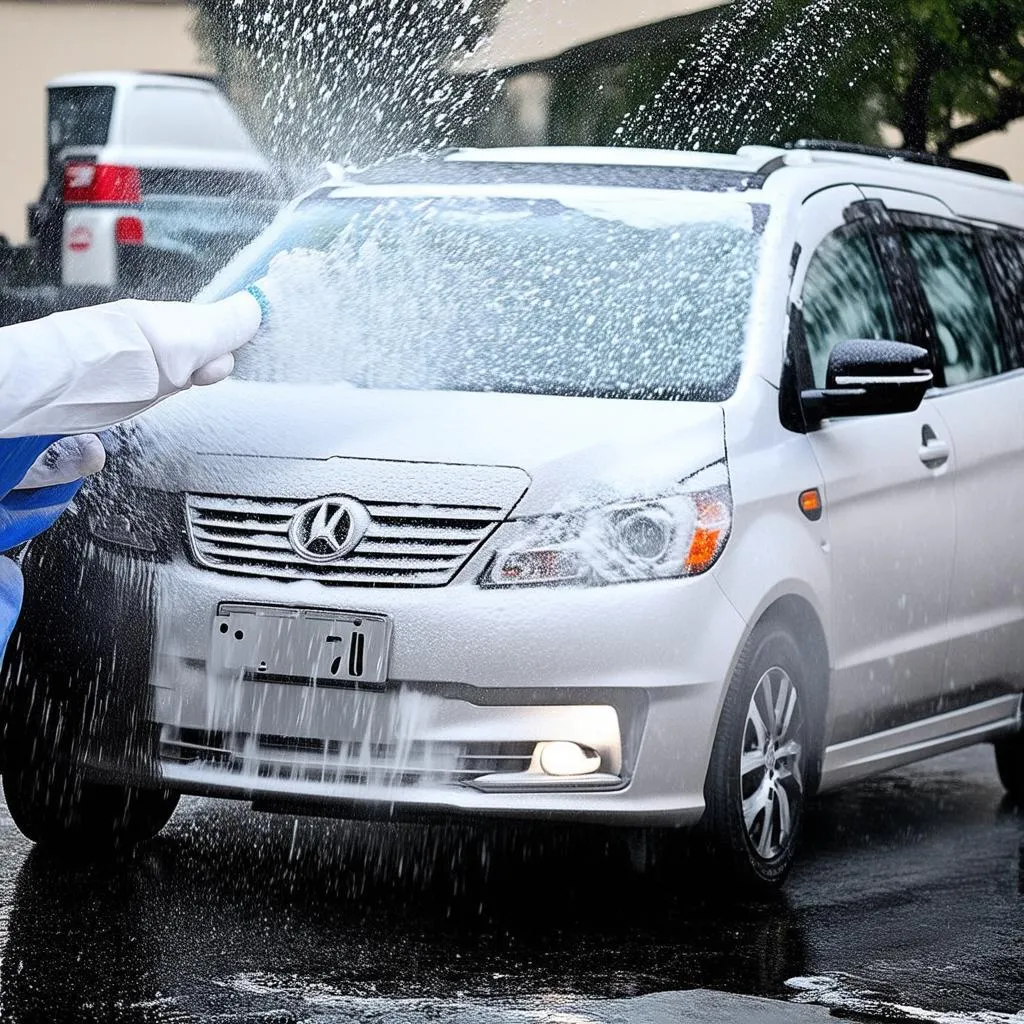 Lavage de voiture en mousse