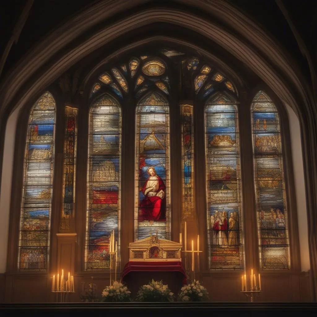 Stained Glass Window above an Altar