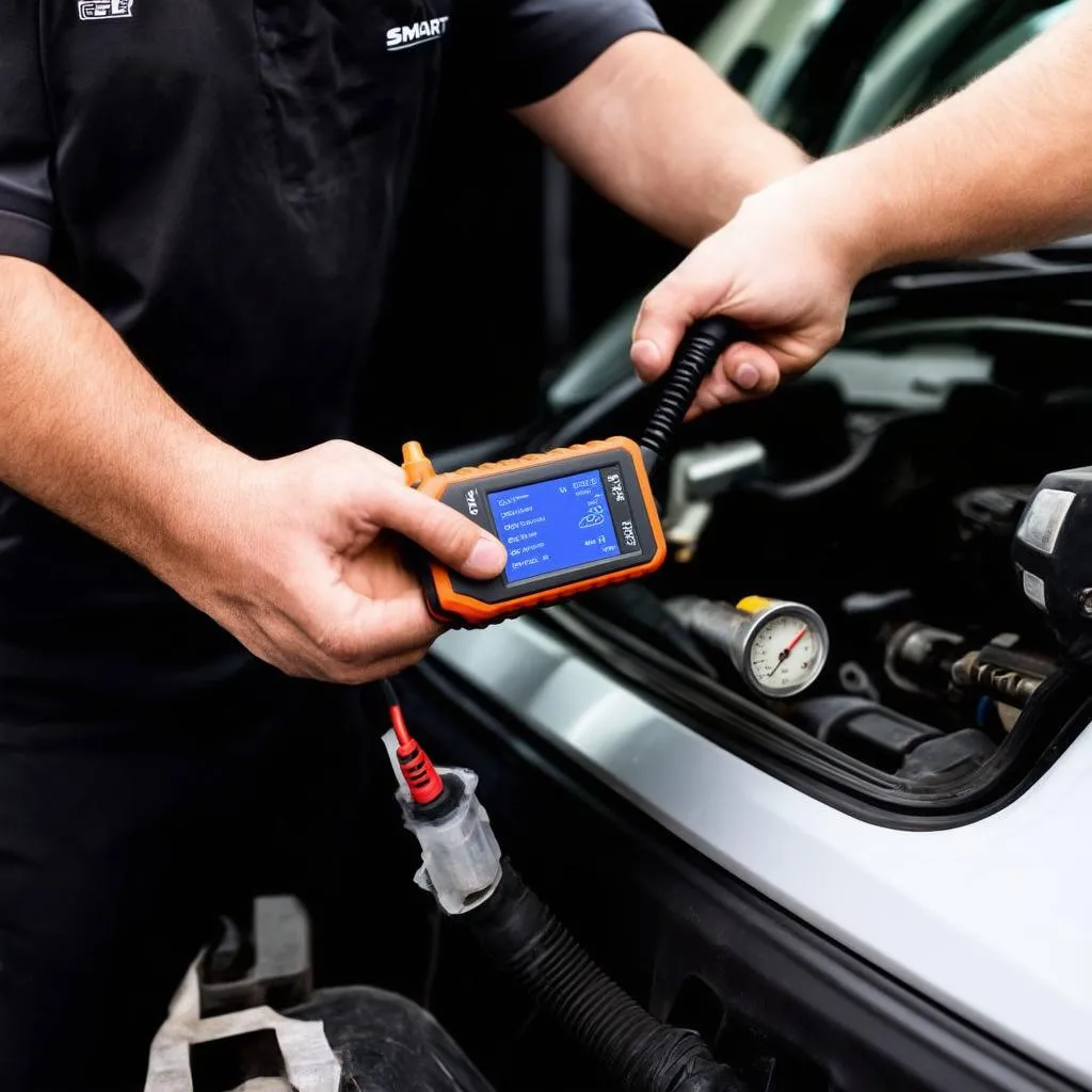 Un mécanicien utilise CFF Smart Simple pour diagnostiquer un véhicule