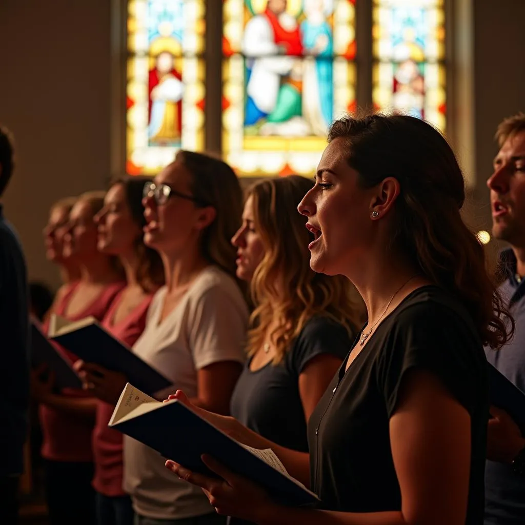 Célébration de la foi : Chant religieux dans une église