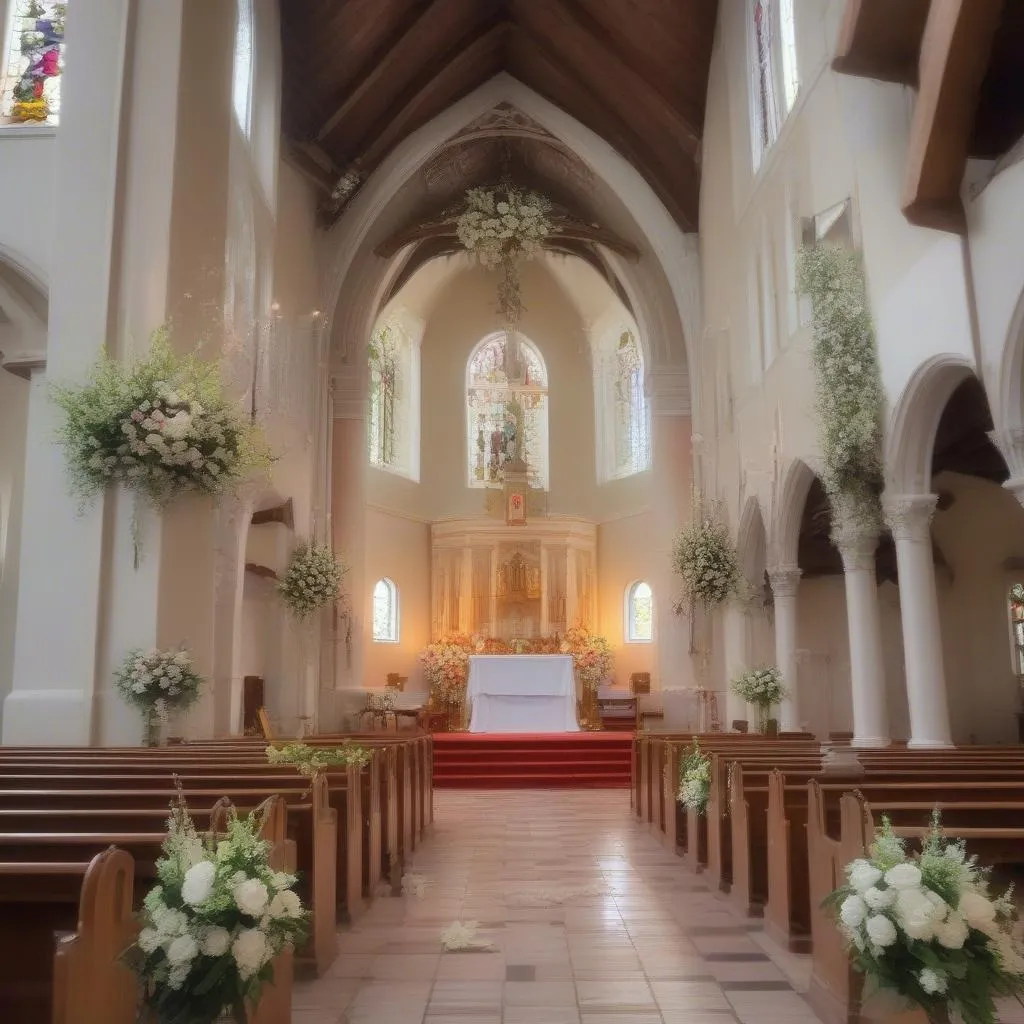 Décoration florale dans l'église