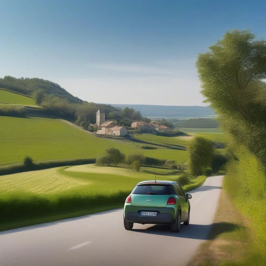 Citroën C3 driving through the French countryside