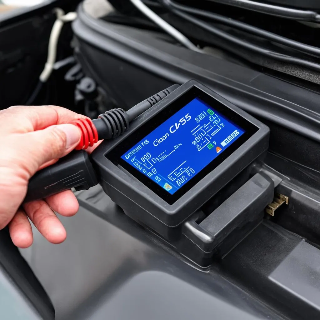 Diagnostic tool connected to a Citroën C5