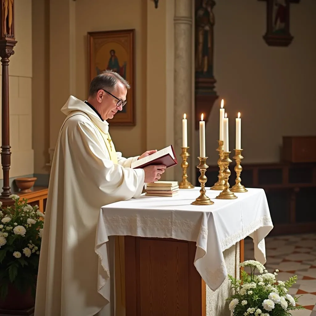 Consécration d'un autel dans une église