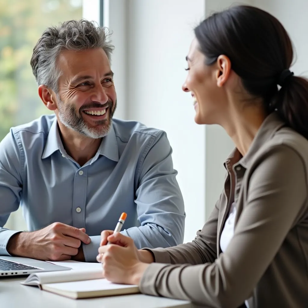 Un conseiller d'orientation discutant avec un client