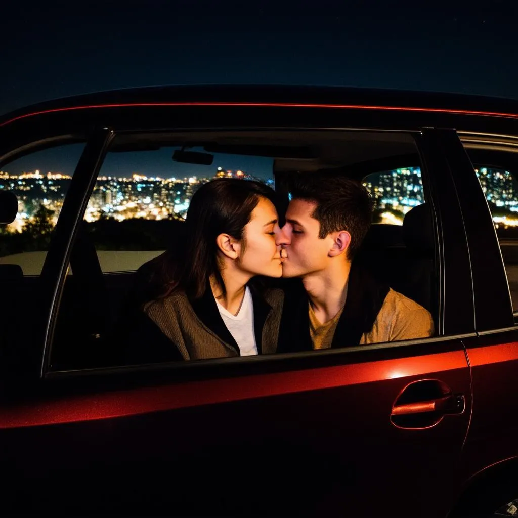 Couple dans une voiture la nuit