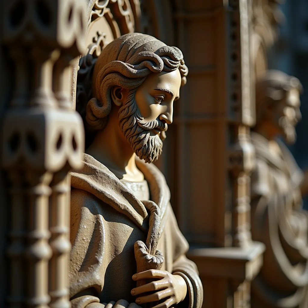 Sculpture détaillée sur un autel d'église gothique