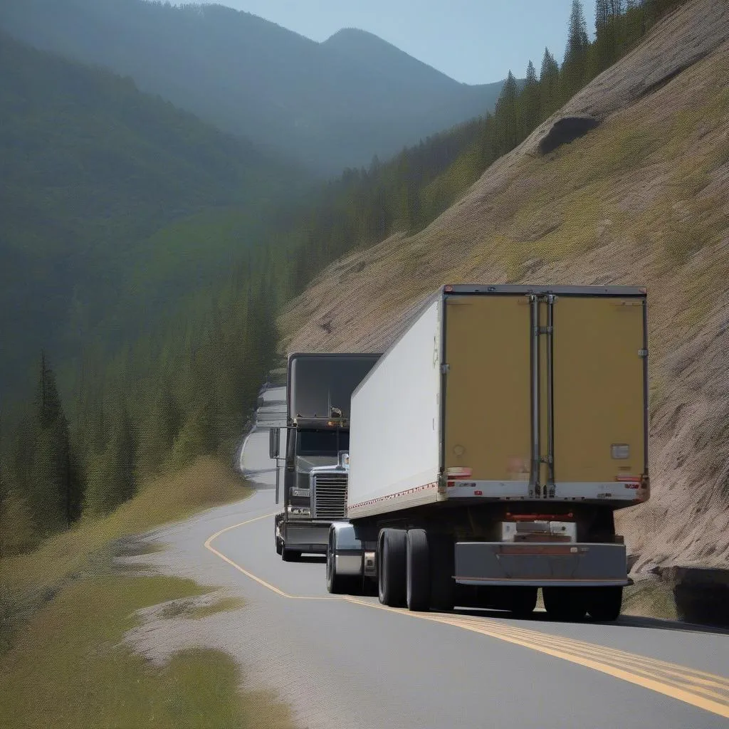 Truck with Detroit Diesel Series 60 Engine on Mountain Road