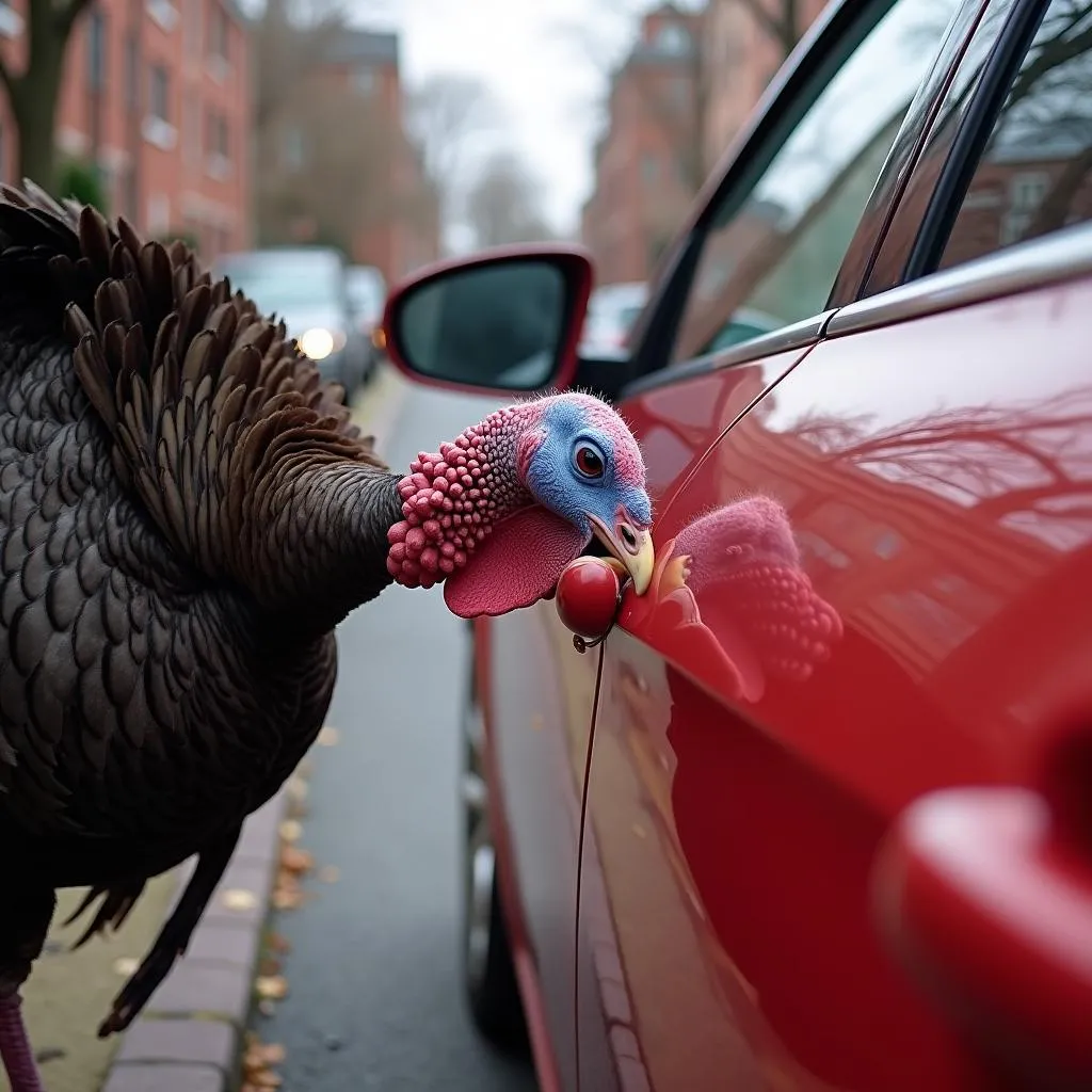 Dinde attaquant une voiture à Boston