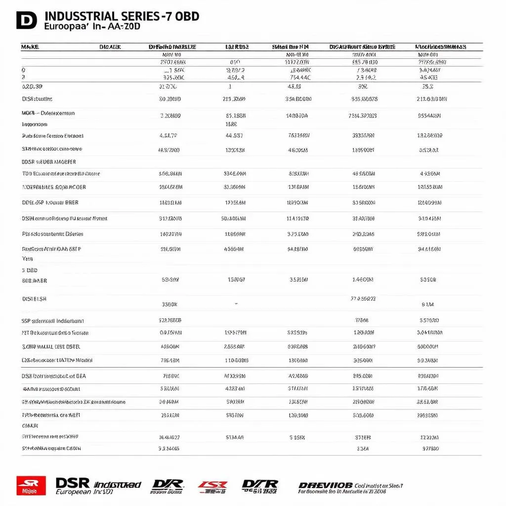 DSR Industrial Series Inc-7A-OBD Compatibility Chart