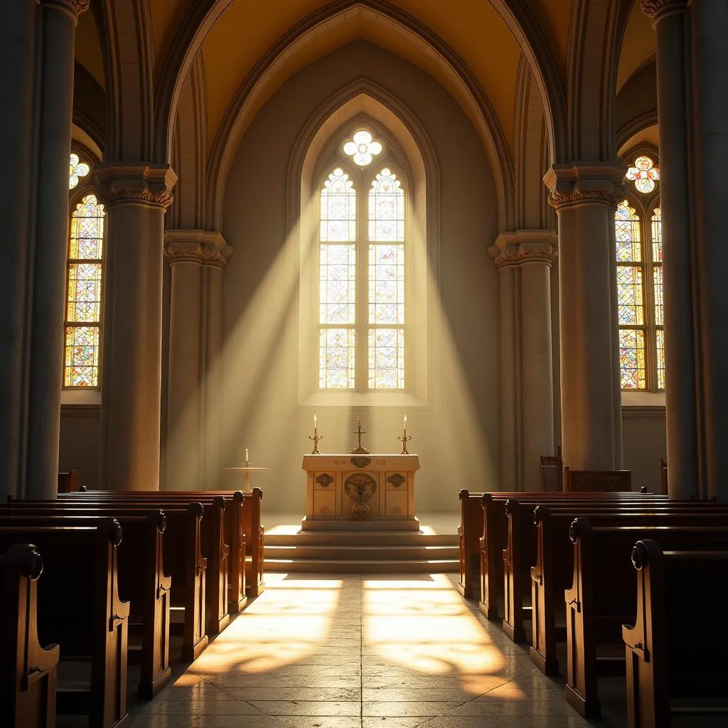 Autel lumineux dans une église ancienne