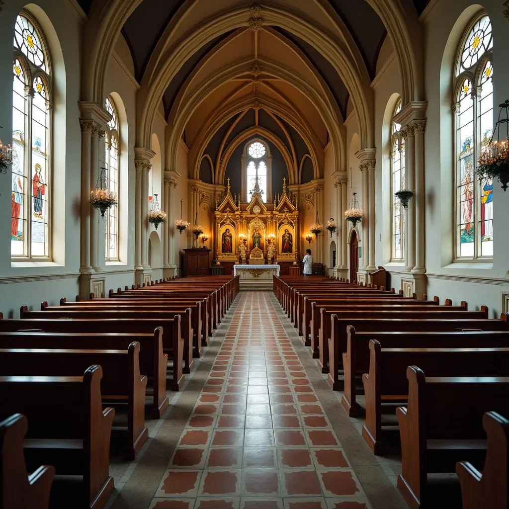 Symboles religieux sur l'autel de l'église de Liverdun