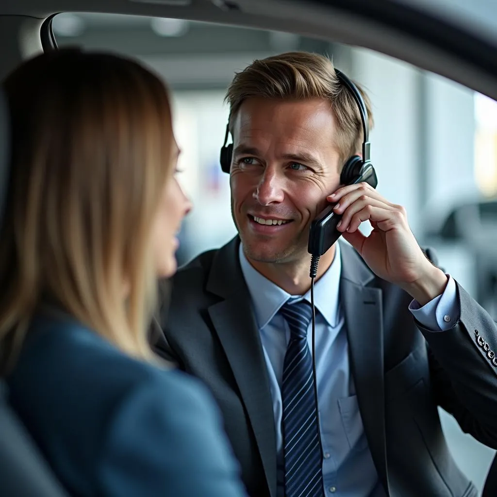 Un expert automobile conseille un client par téléphone