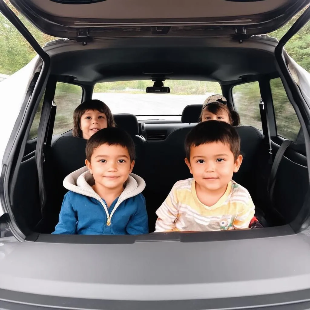 Famille dans une voiture