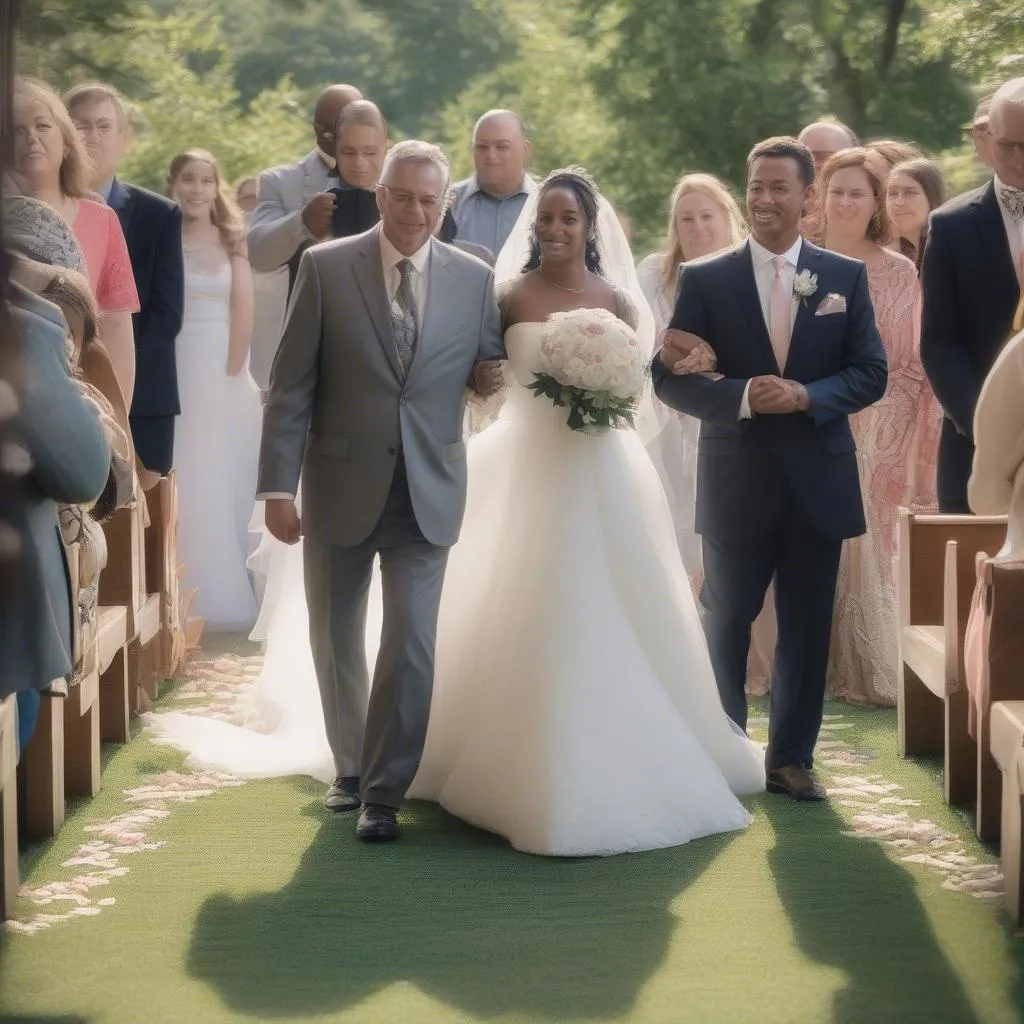 Father Walking Bride Down Aisle