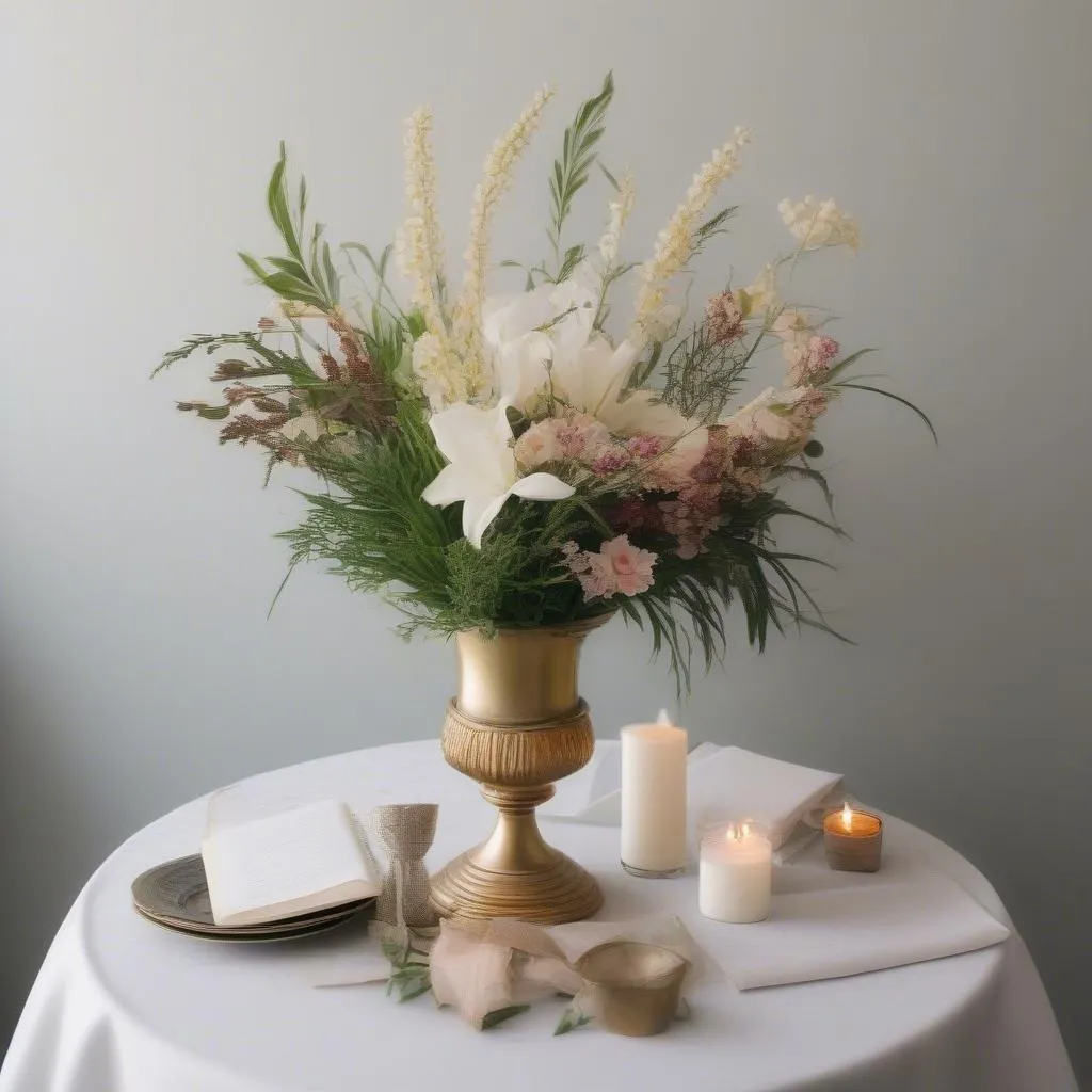 Composition florale sur la table